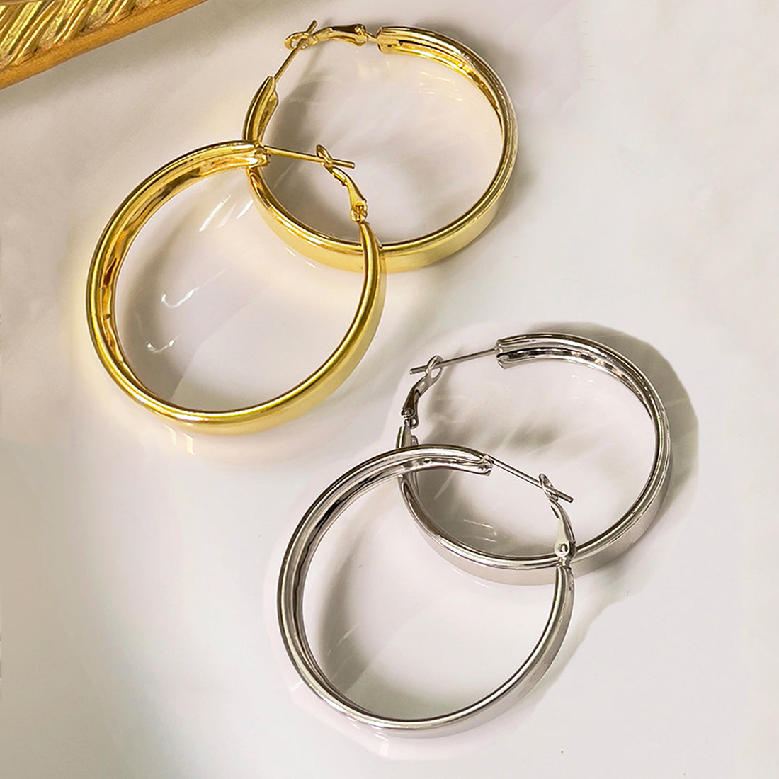 Gold and silver on sale hoop earring set