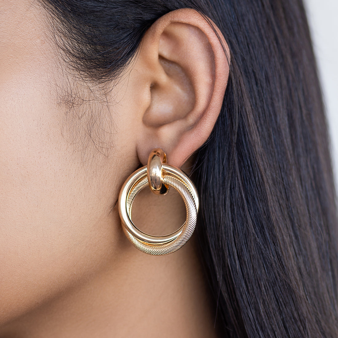 Circular sale gold earrings