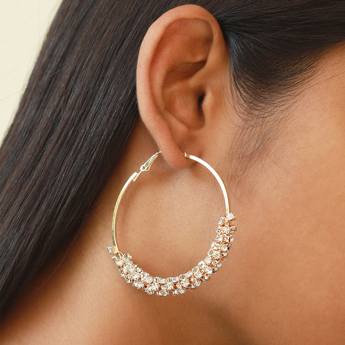 Thick rhinestone deals hoop earrings