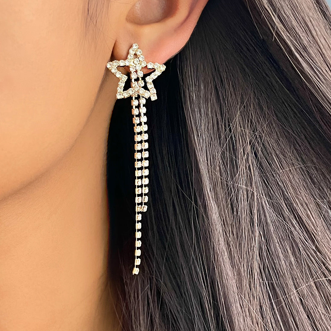 Rhinestone tassel store drop earrings