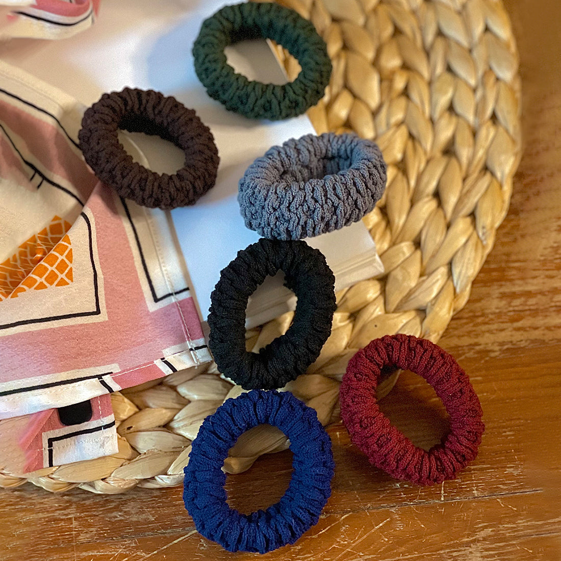 Set Of 6 Trendy Elastic Multicolor Thick Hair Ties