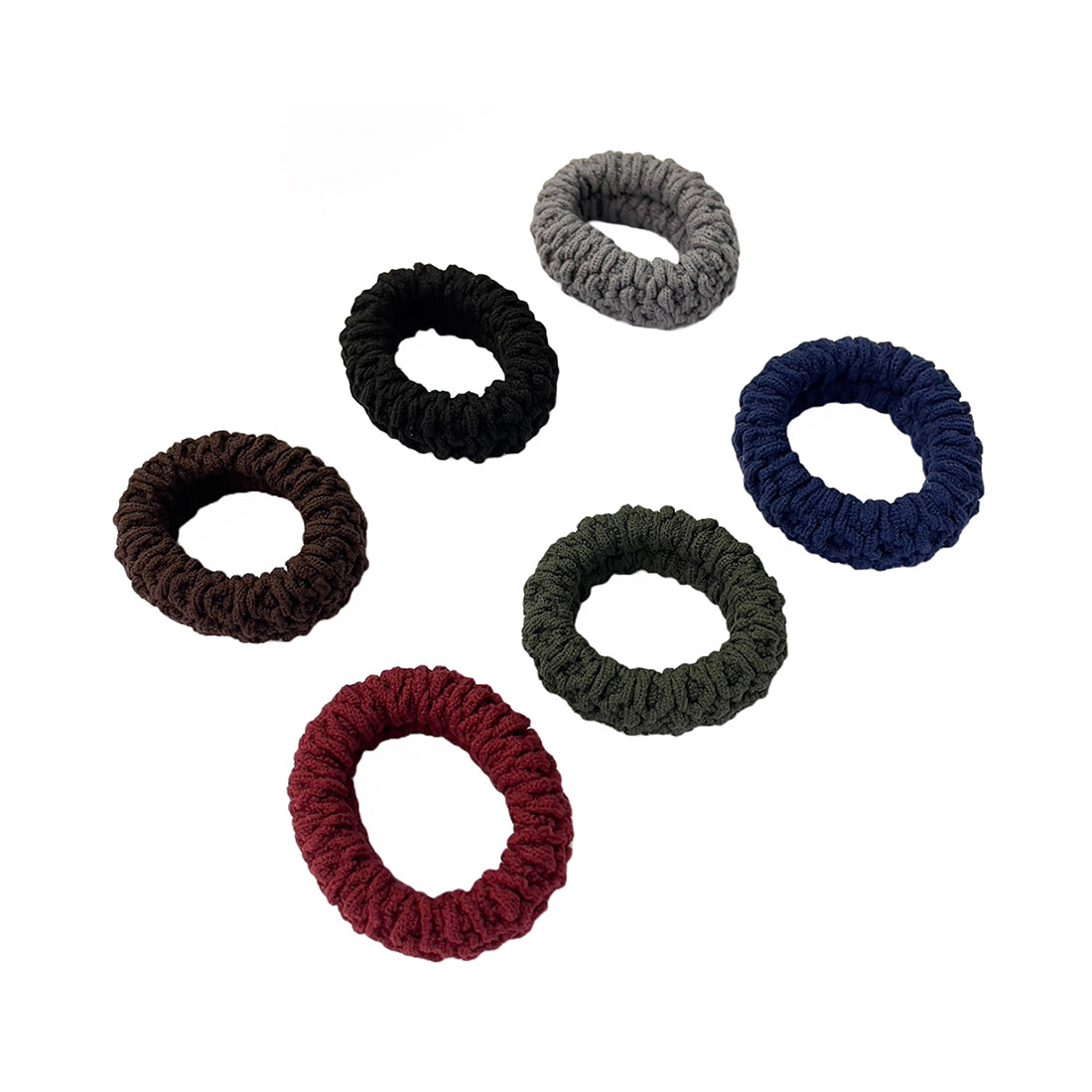 Set Of 6 Trendy Elastic Multicolor Thick Hair Ties