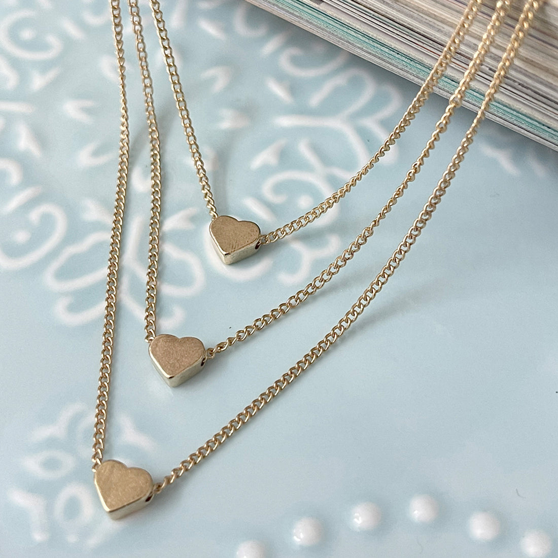 HEART PENDANT STATEMENT GOLD-TONED LAYERED NECKLACE