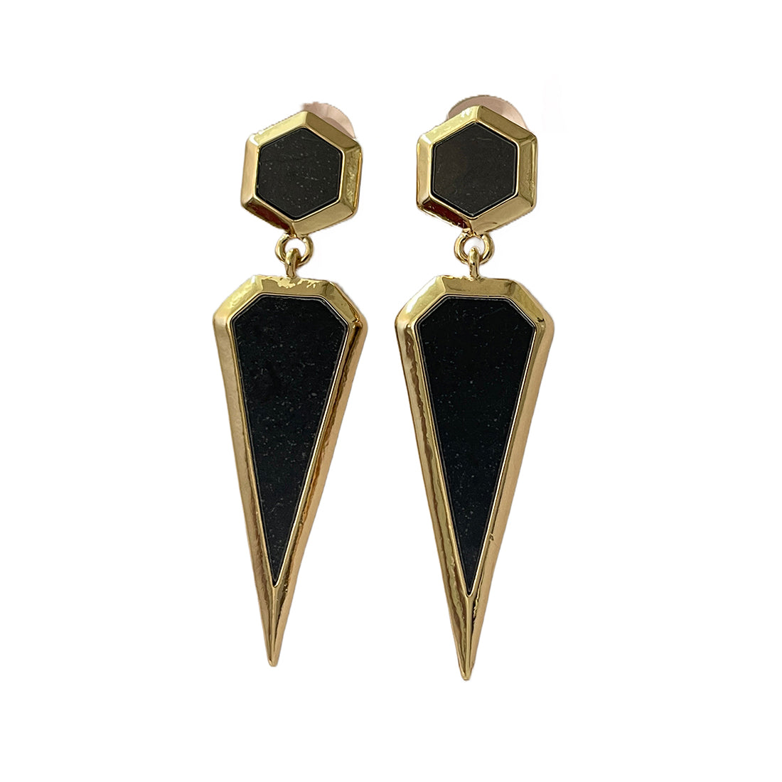 Earrings - Gold and Black Geometric Shape Earrings outlet