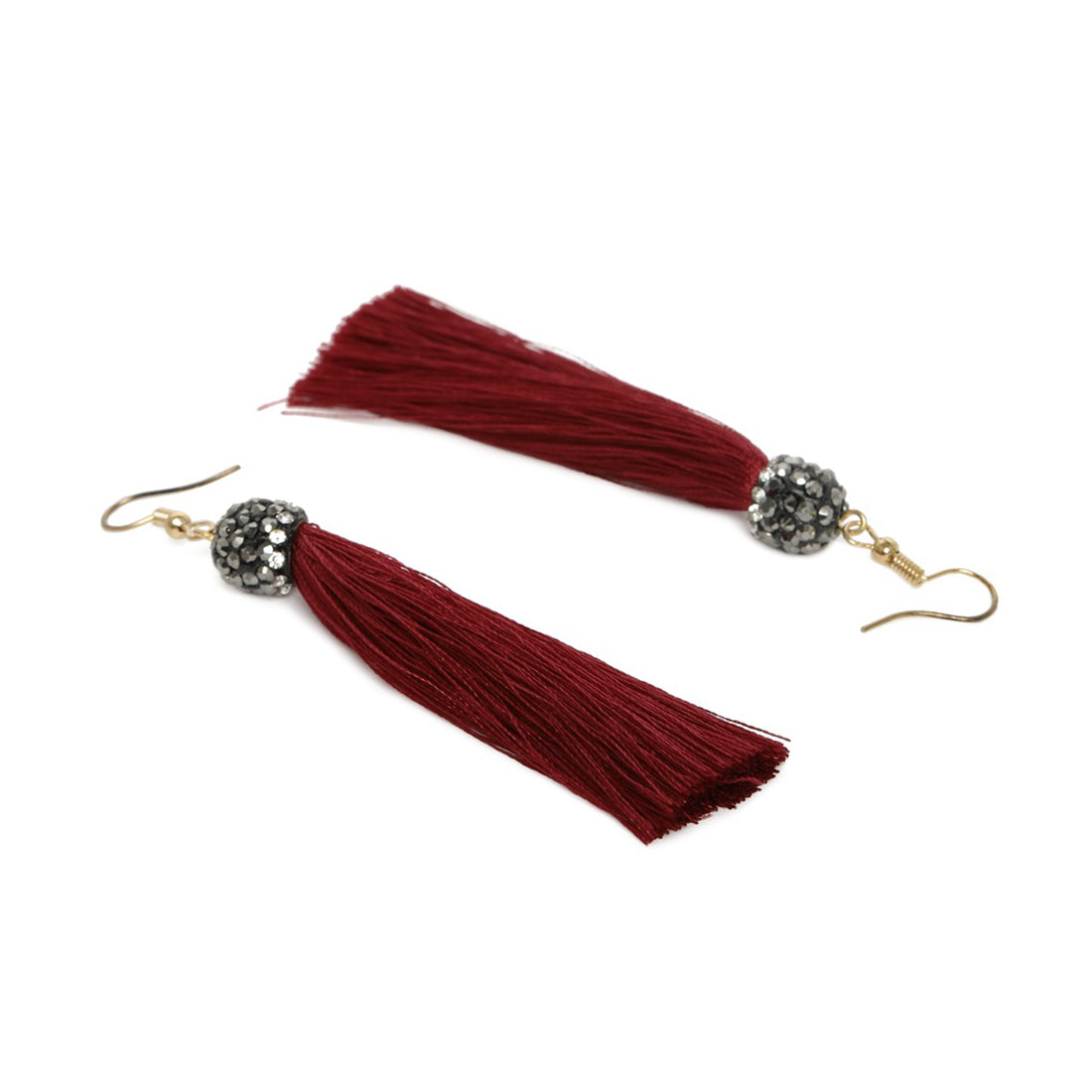 Set of 2 Red & Pink Tassel Drop Earrings